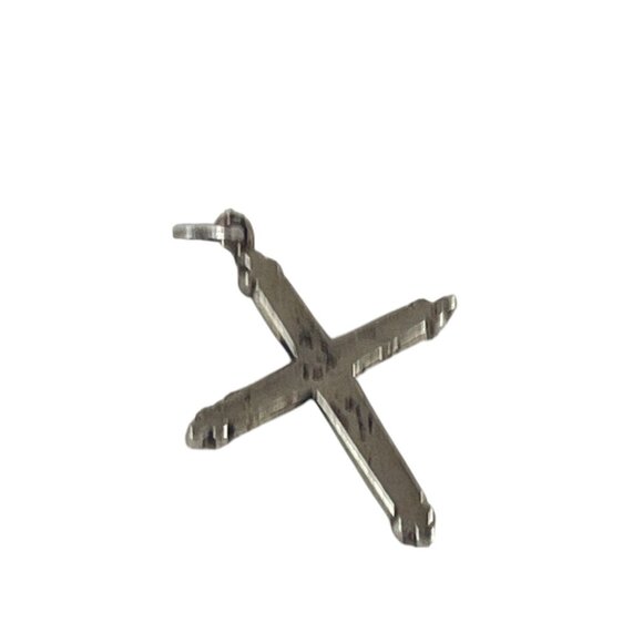 Vintage Silver Cross Pendant Faux Turquoise Inlay Accents Religious Charm Jewelr - Picture 5 of 6